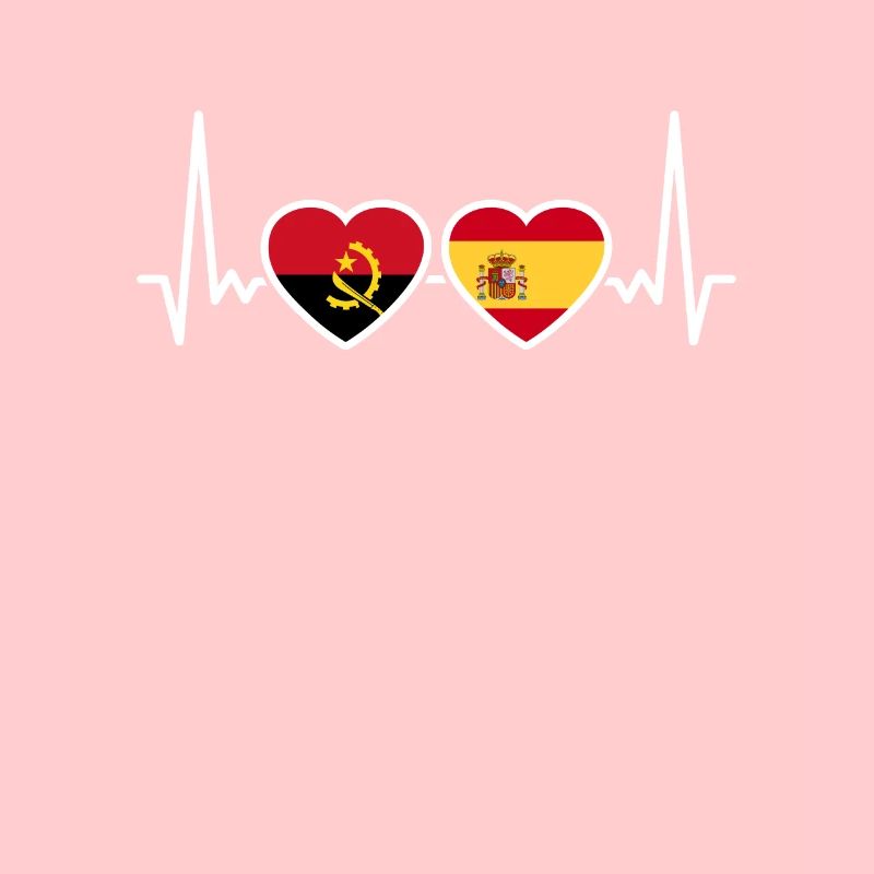 Angola Spanien Herzschlag Flagge Angolaner