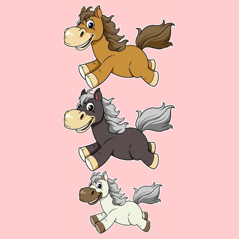 Three Galloping Horses Comic Design