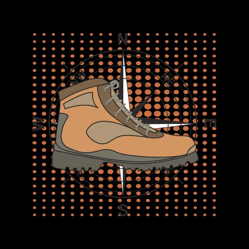 Fond de boussole de chaussures de randonnée