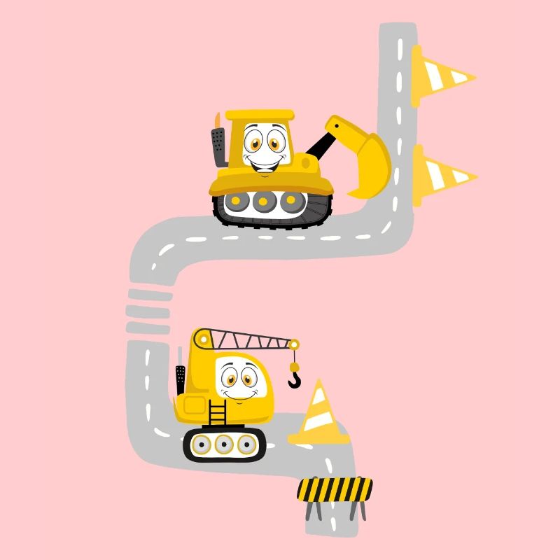 Bagger mit Straße und Baustelle selbst gestalten