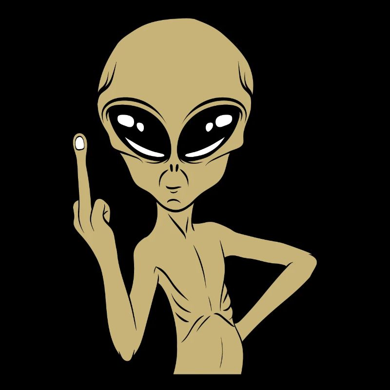 Funny Alien Middle Finger Stinking Finger Tshirt