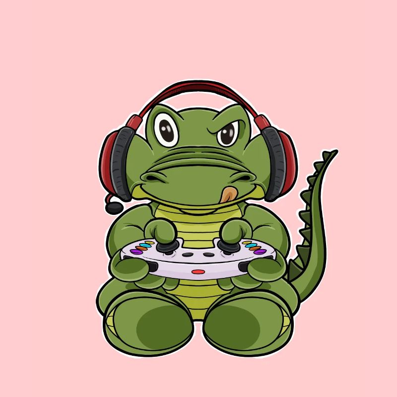 Crocodile With Gaming Controller I Funny Gaming I