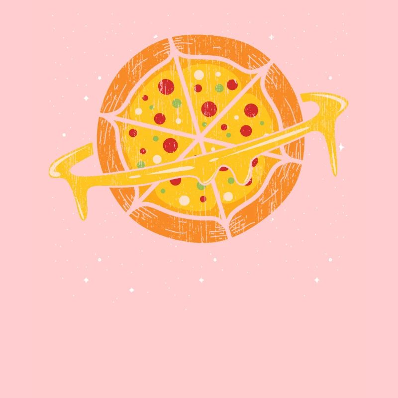 Funny space planet lovers, pizza chef