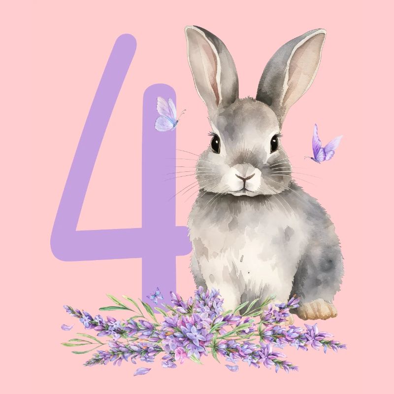 Geburtstag 4 Hase Waldtier Mädchen Vier 4 Jahre al