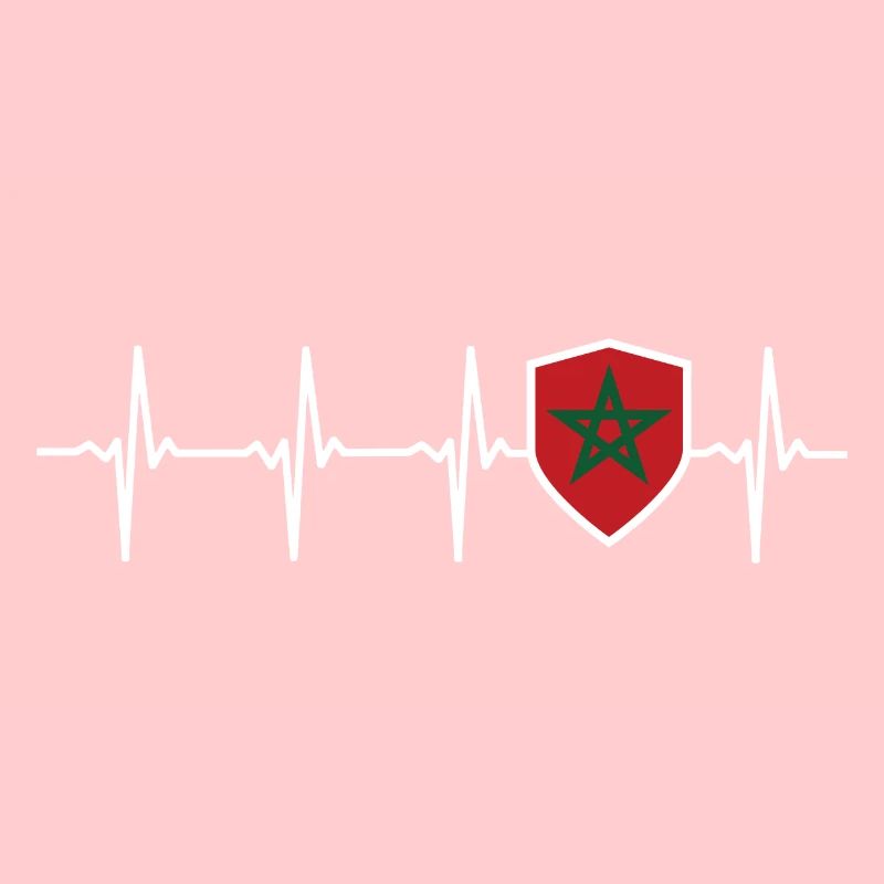Marokko Flagge Herzschlag Abzeichen Marokko