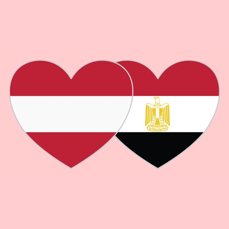 Autriche Egypte Drapeau Coeur