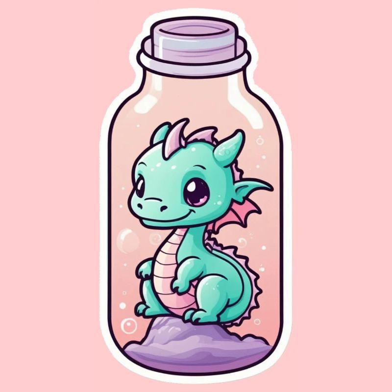 Niedlicher Drache in der Flasche 01