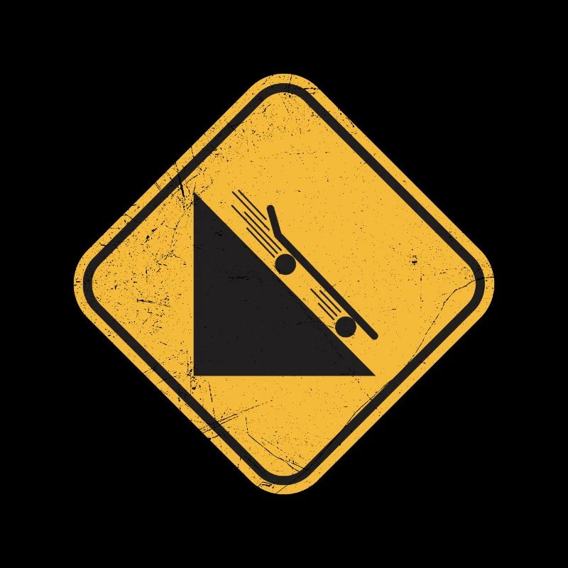 Downhill Skateboard Warning Sign Funny Gift