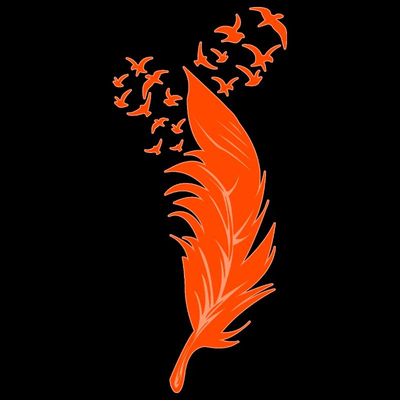 Plume et oiseaux oranges