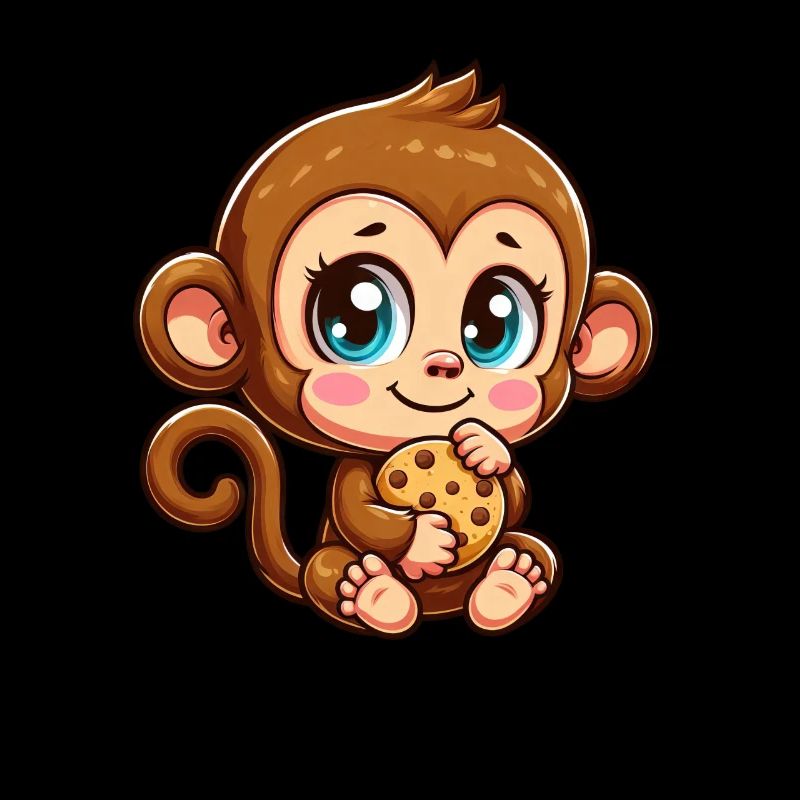 Mignon singe chimpanzé grignoter des biscuits dessin animé