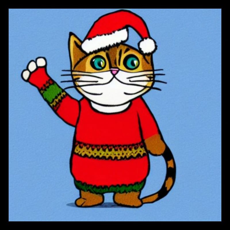 Chat mignon en tenue de Noël
