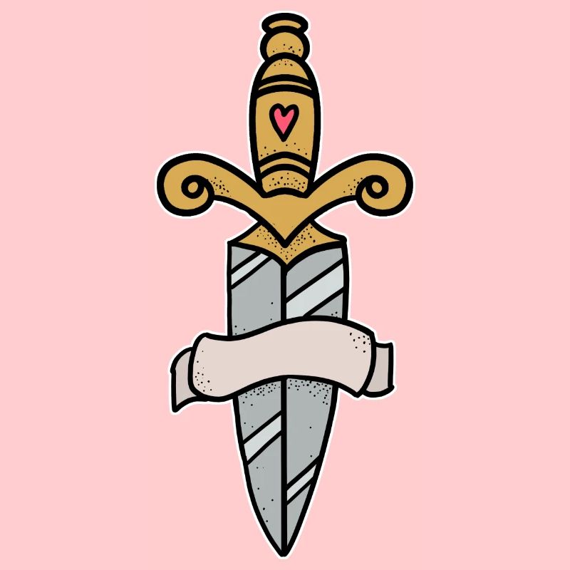 Traditionnelle couteau à épée tatouage avec bannière