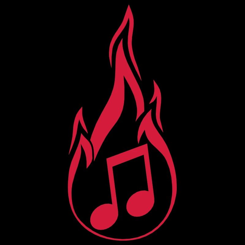 music note burn fire flames hot torch sign