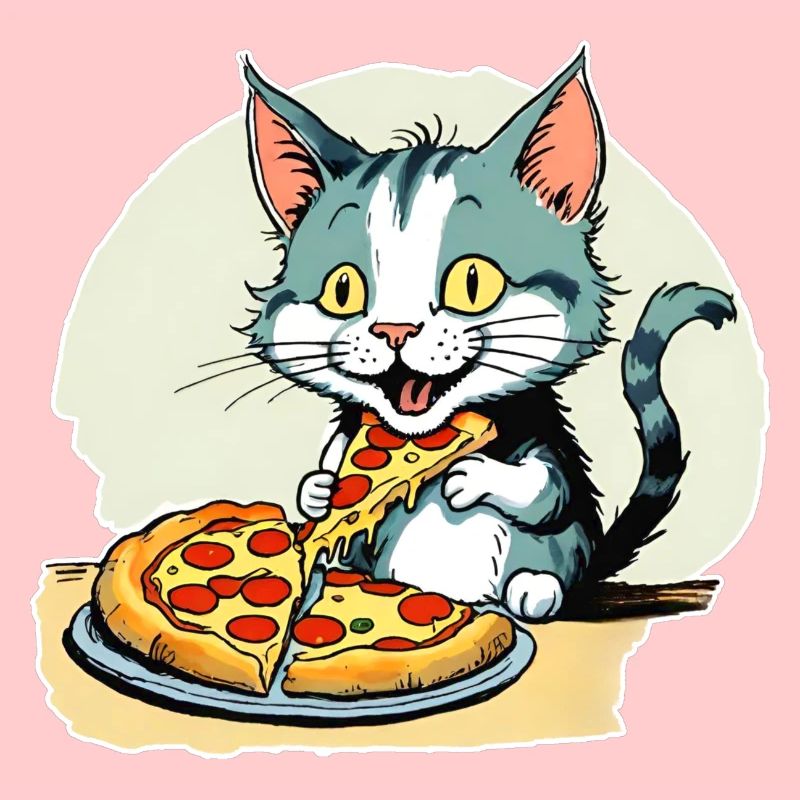Cat loves pizza