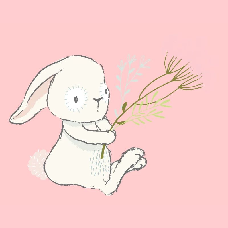 Bunny holding flower 01