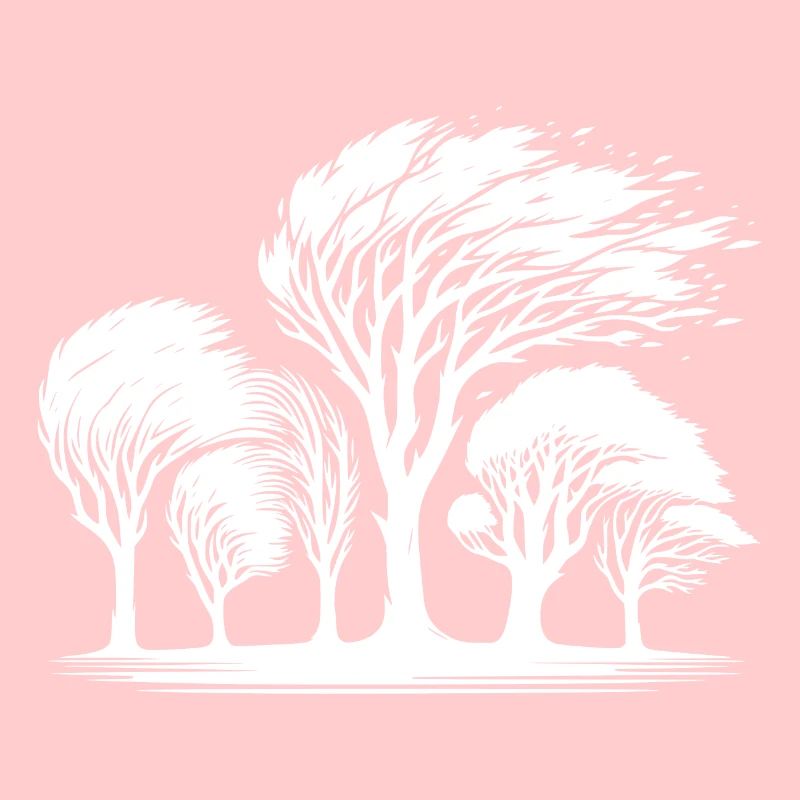 Coastal trees in a violent autumn storm