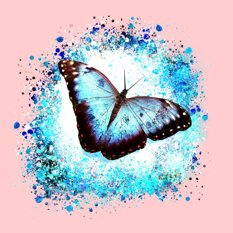 papillon ,bleu ,graffiti,turquoise,peinture