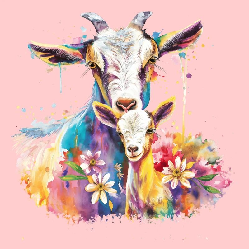 Ziege mit ihrem Kalb