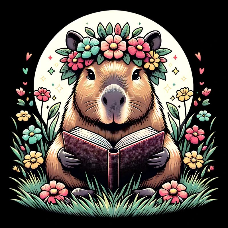 Mignon Capybara Lisant Un Livre