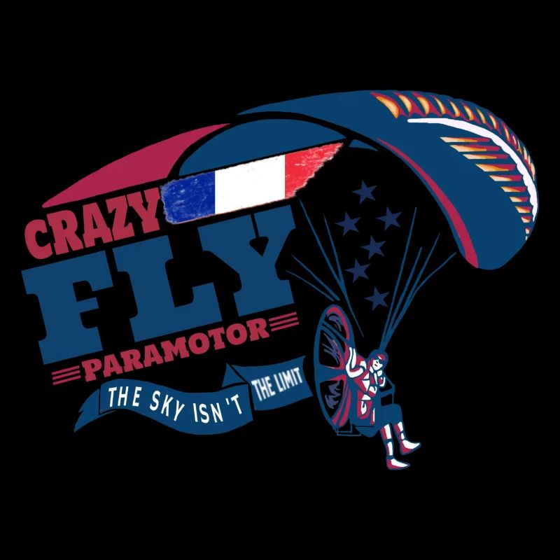Paramotor Powered Paraglider Crazy Fly France flag