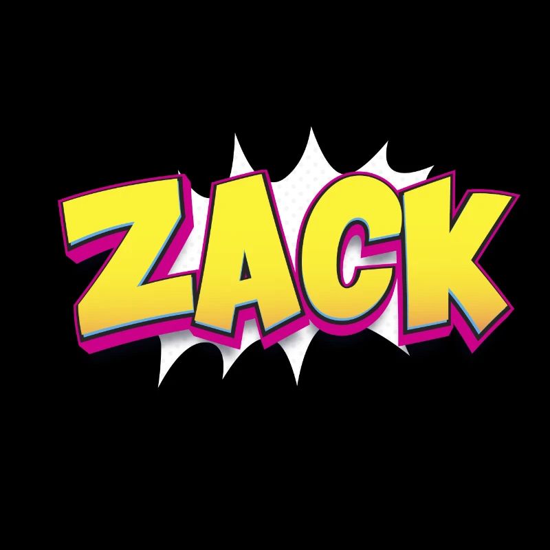Zack Benutzerdefinierter Name Comic-Buch-Stil Pop-Art, Zack