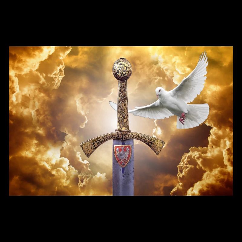 Szczerbiec mit einer Taube.