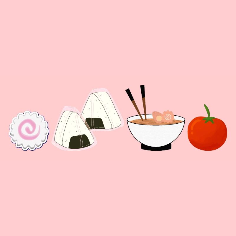NaruSasu SasuNaru design mit Ramen, Onigiri Tomate