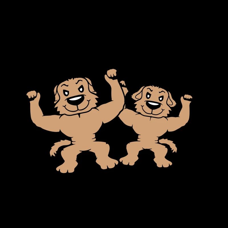 2 Hunde Bodybuilder Stark Muskeln Gym Gewichtheben