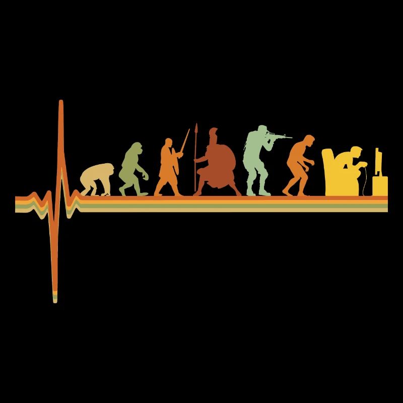 Gaming EKG Herzschlag Evolution Retro Gamer