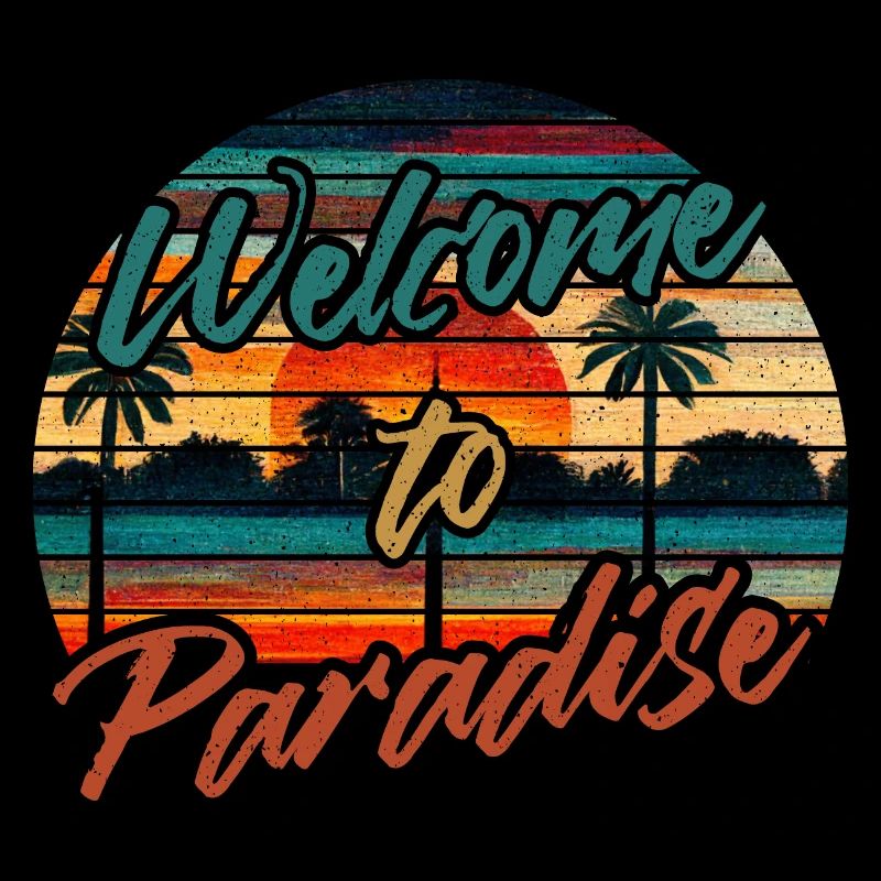 Welcome to paradise vintage sunset palm trees