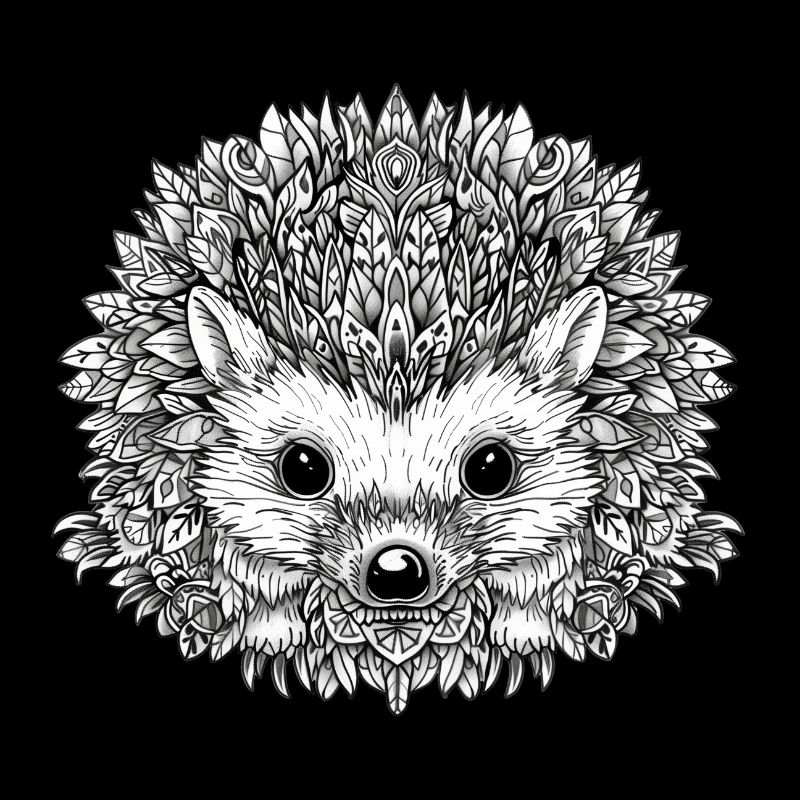 Cute hedgehog mandala