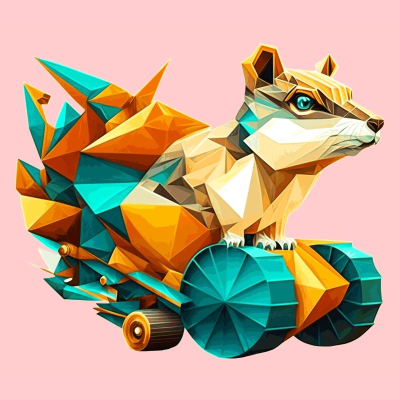 Cône 3D avec roues pixel art en aspect polygonal