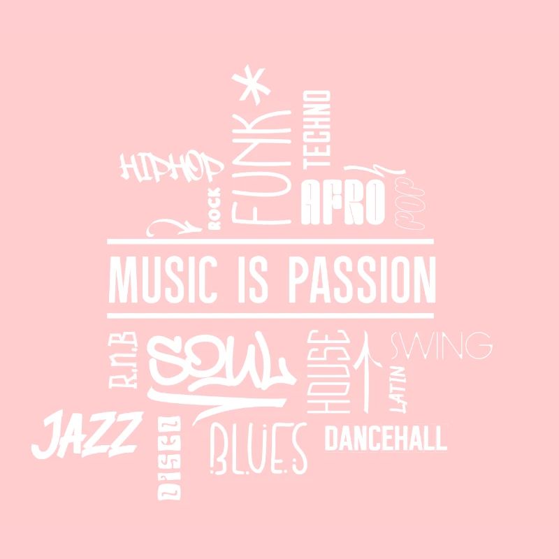 Music is passion - Wordcloud (white)