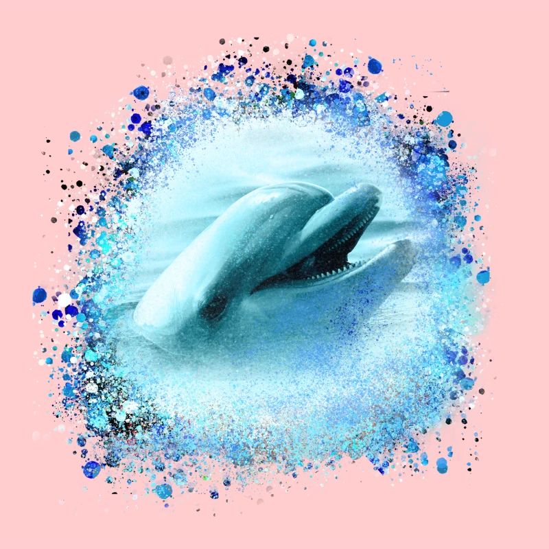 dauphin, graffiti, peinture, bleu, poisson, dauphins, mer