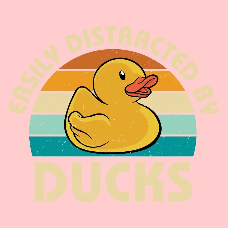 Vintage Duckling Easily Distracted By Rubber Ducks