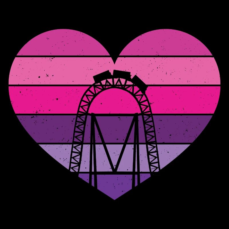 Roller Coaster Vintage Heart Theme Park Vacances
