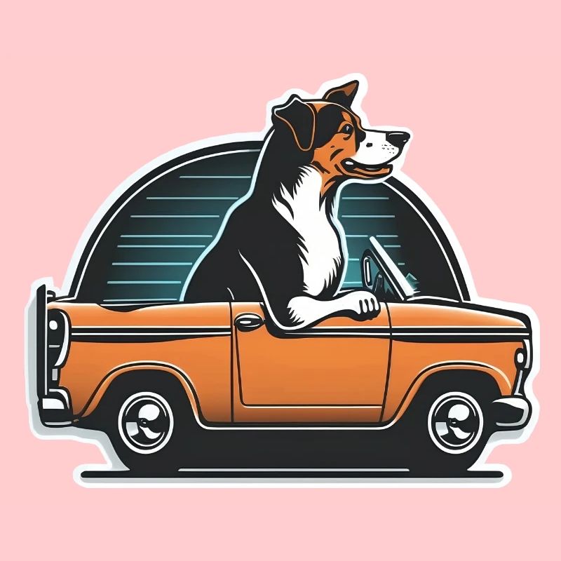 Hund, der ein Auto fährt