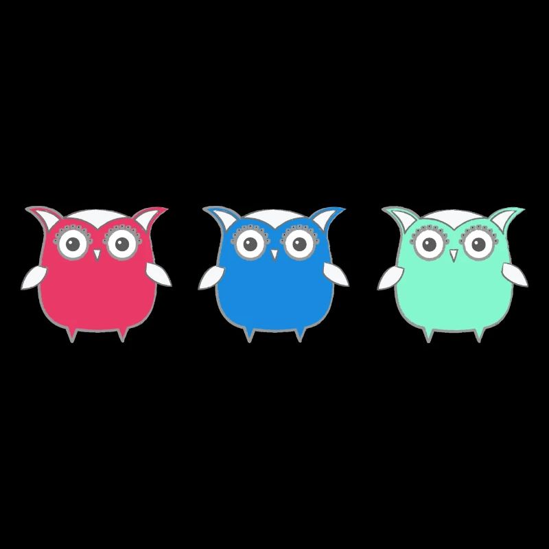 Eulen, Comic, nerd, mint, geek, trio,blau