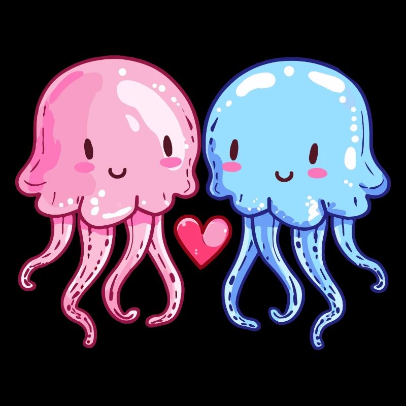 Méduses Couple Amour Saint Valentin