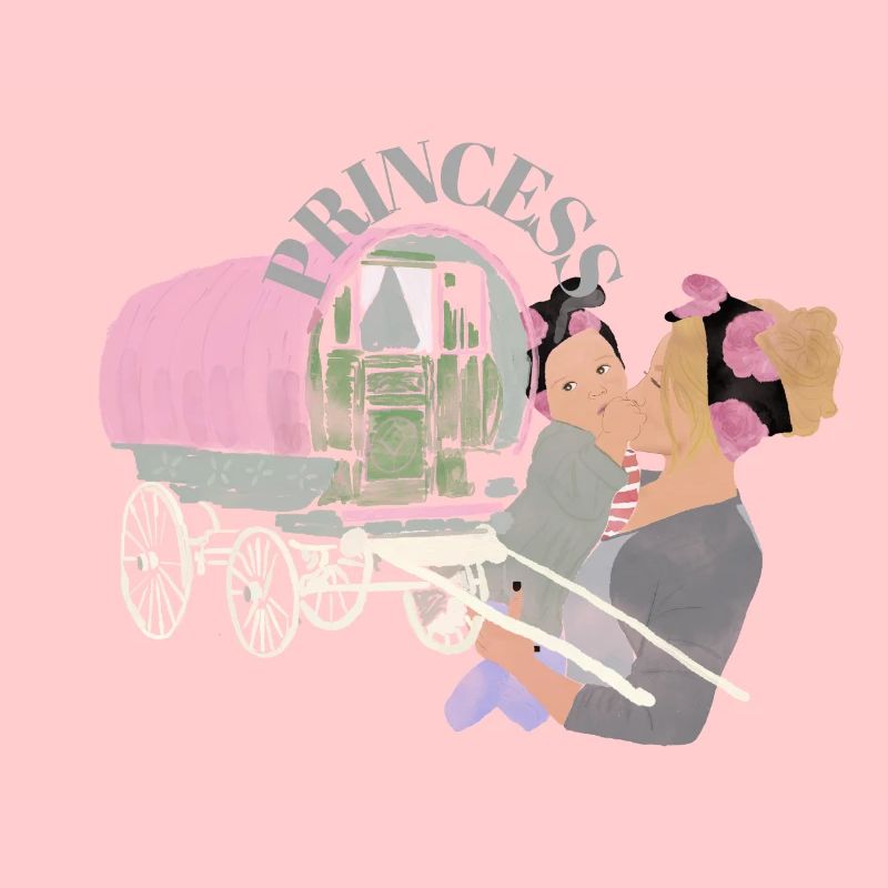princesse, princes gitans mère et enfant peinture à la main