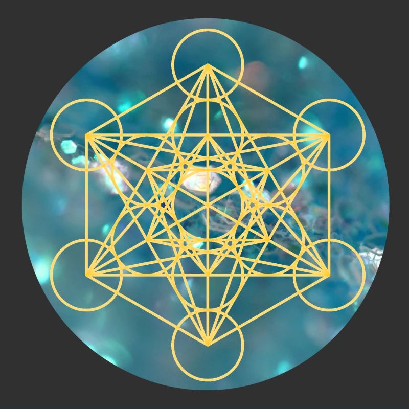 Pale Metatronjaune Cube on blue background