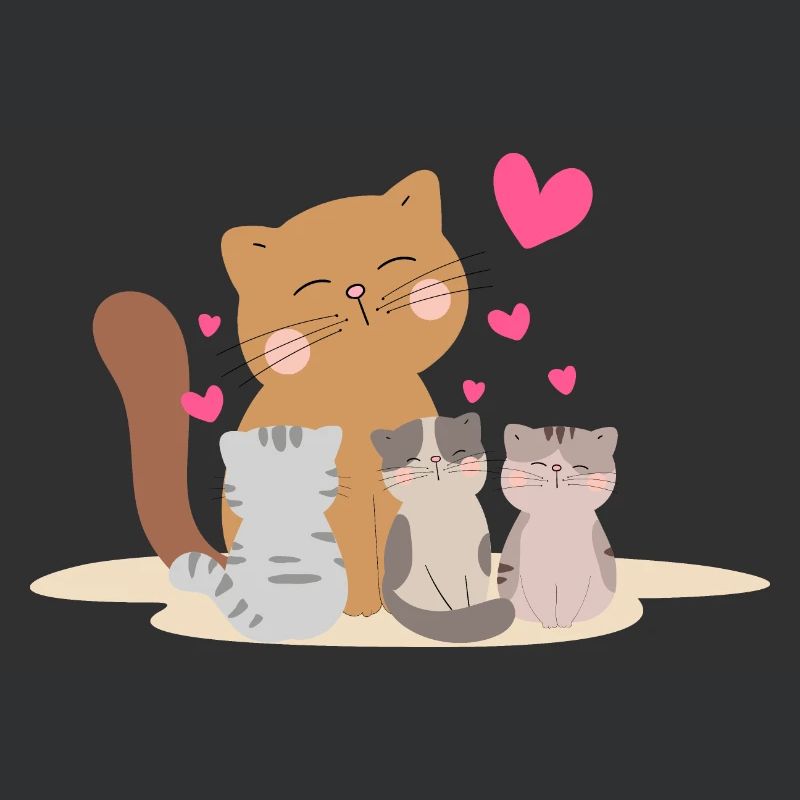 Mutter Katze mit ihren Kätzchen mit so viel Liebe!