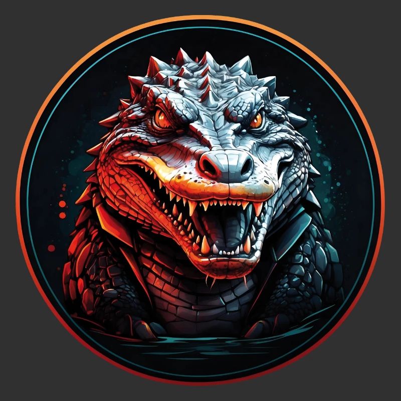 Alligator crocodile avec la gueule ouverte dans la zone du cercle