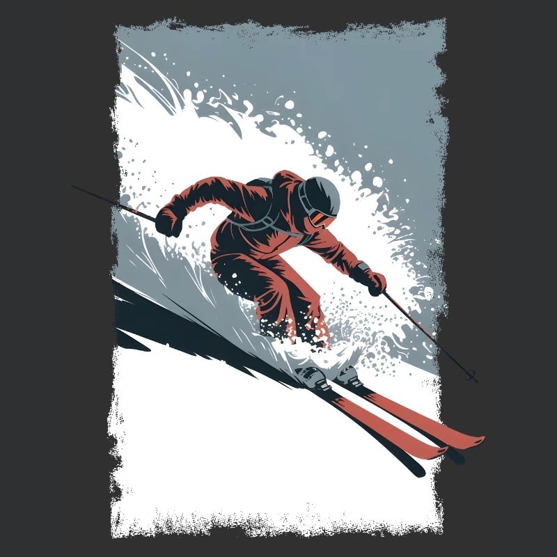 Ski Freeride Action Deep Snow Vector Style