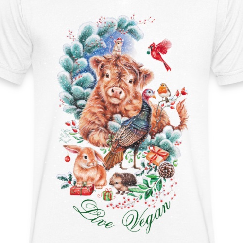 Live Vegan met groene tekst - Stanley/Stella Mannen bio-T-shirt met V-hals
