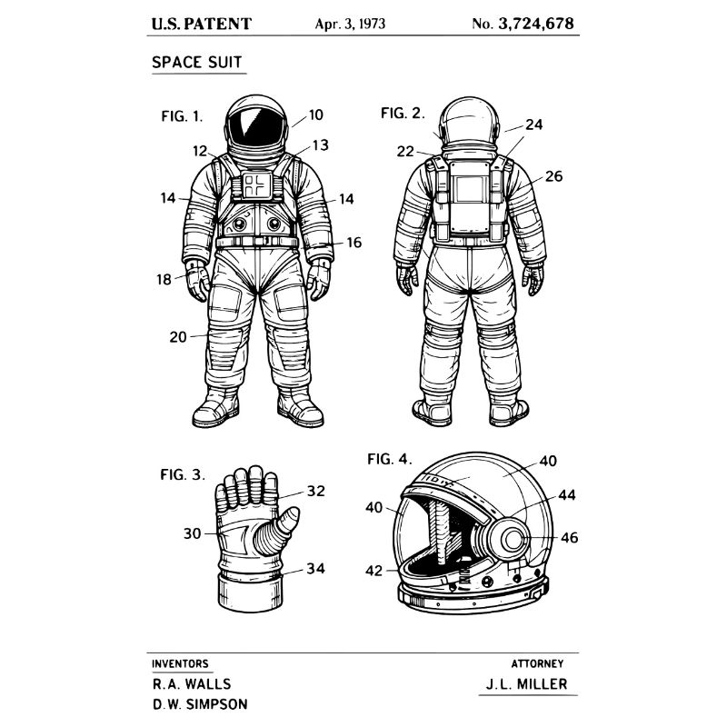 Plan de brevet de combinaison spatiale