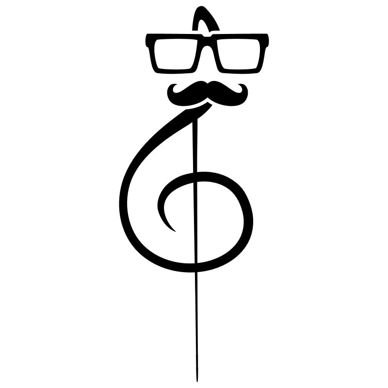 Clef de musique note moustache nerd geek