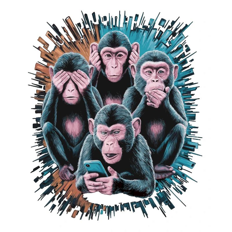 singe sage avec téléphone portable drôle multi conception multimédia