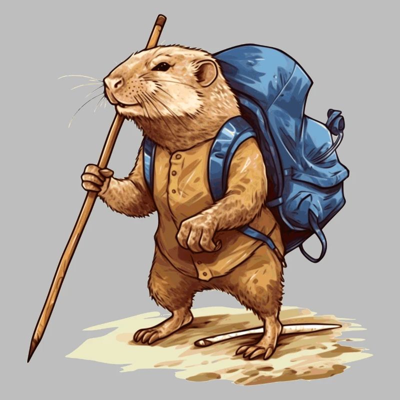 Mole rat explores nature while hiking