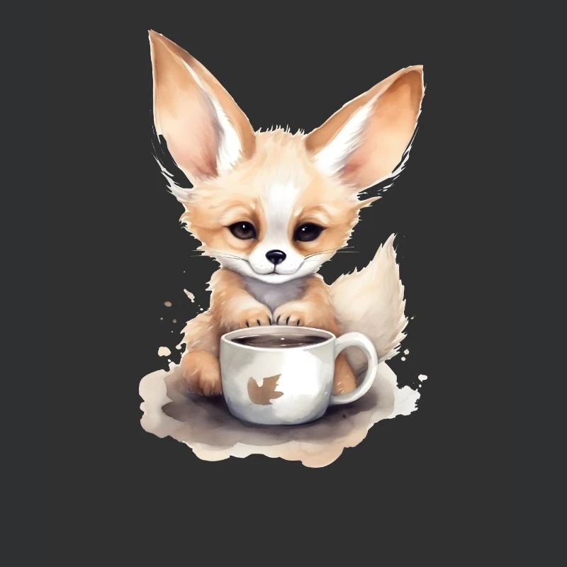 Fennec Fox avec style aquarelle café
